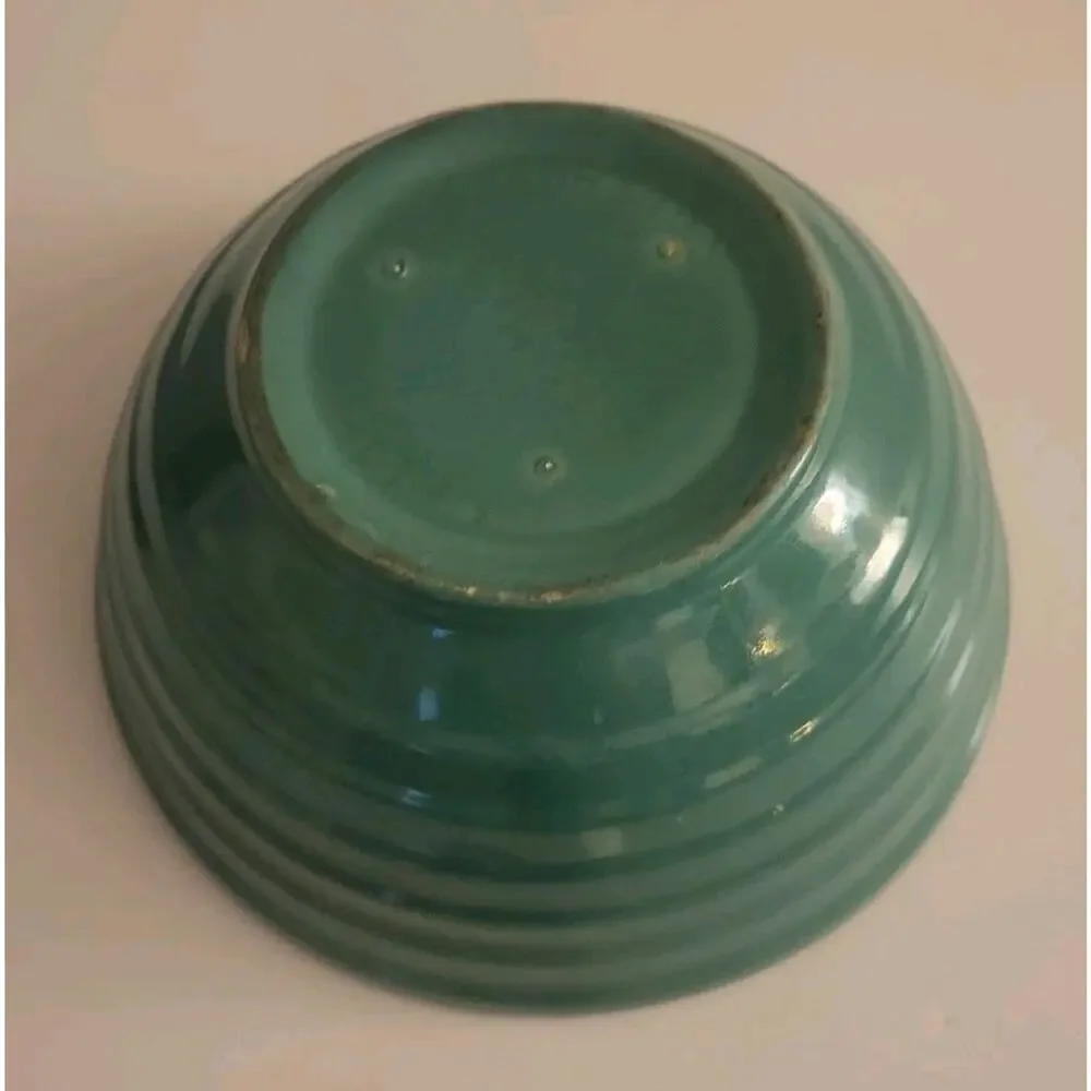 California Rainbow Pottery #24 Mixing Bowl Turquoise Ringware Cottagecore 7 inch